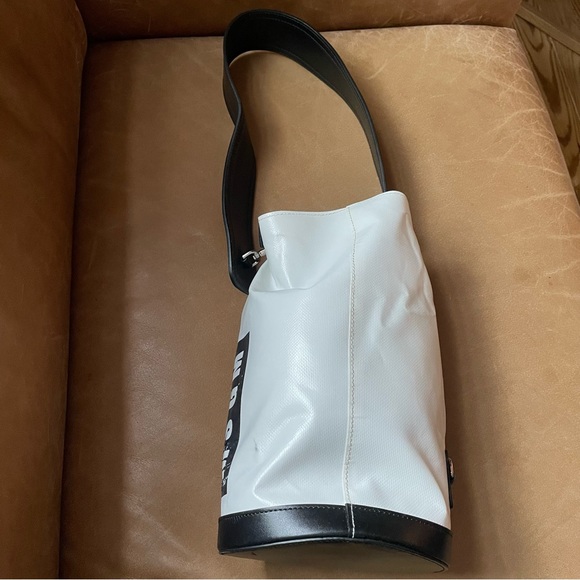 MSGM leather PVC buckle multi shoulder sling bucket backpack buckle white black - Picture 3 of 8